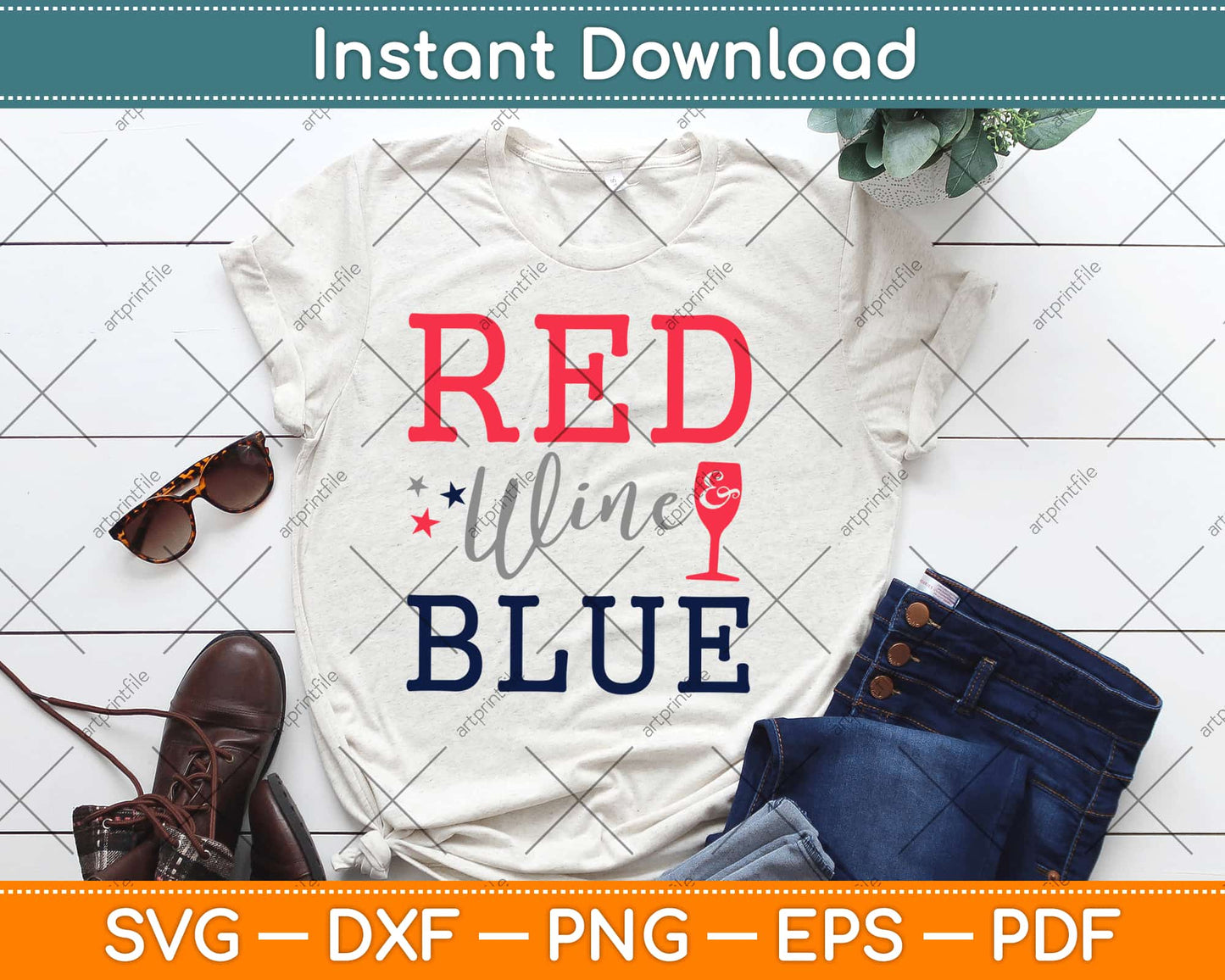 Red Wine and Blue Funny 4th of July Drinking Svg Design Cricut Printable Cut Files