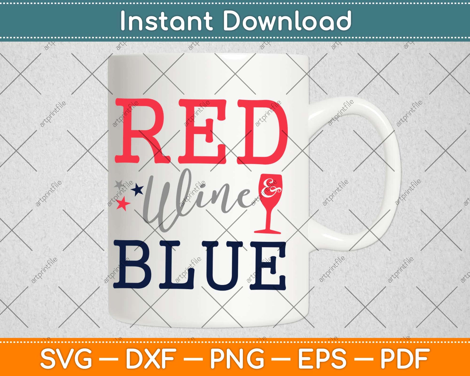 Red Wine and Blue Funny 4th of July Drinking Svg Design Cricut Printable Cut Files