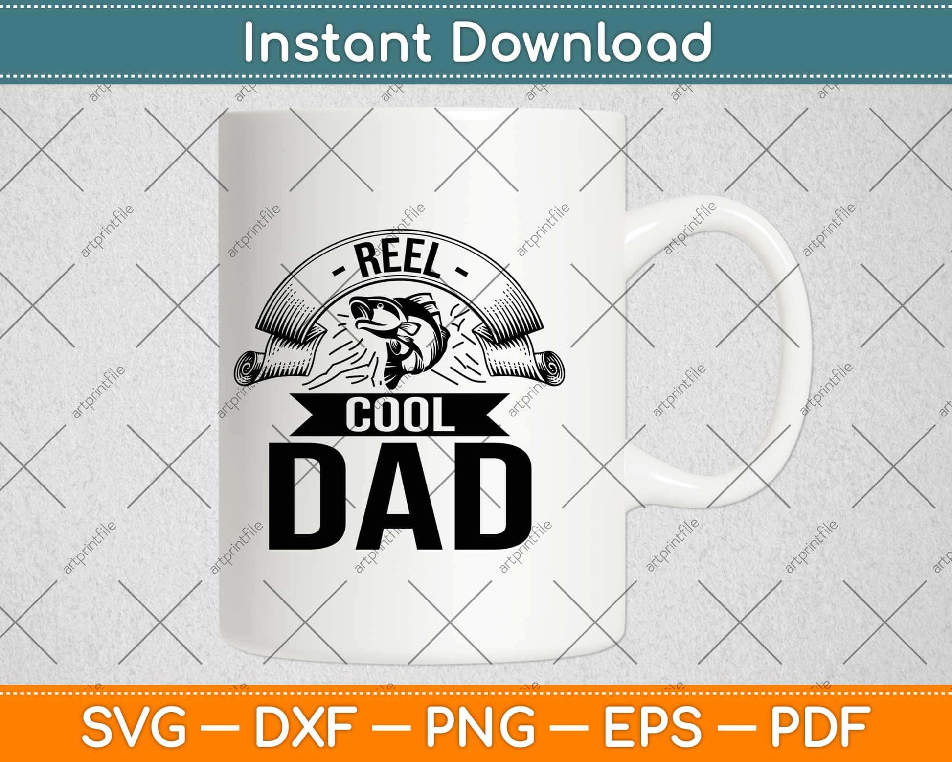 Reel Cool Dad Fishing Fathers Day Svg Design Cricut Printable Cutting Files