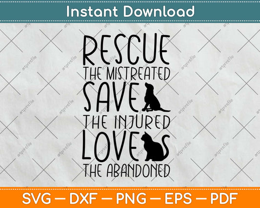 Rescue Save Love - Cute Animal Rescue Dog Cat Lovers Svg Design Cricut Cutting File