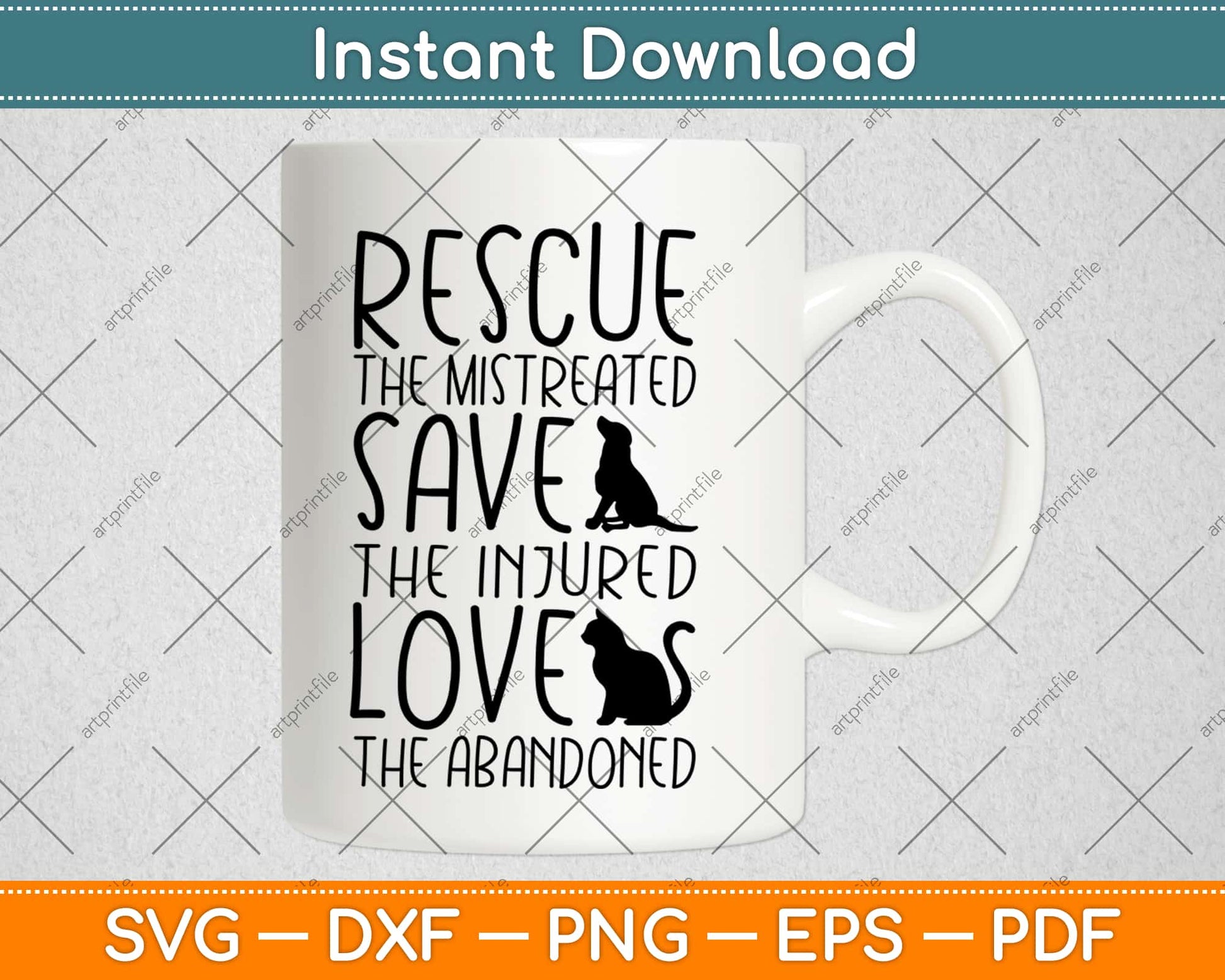 Rescue Save Love - Cute Animal Rescue Dog Cat Lovers Svg Design Cricut Cutting File