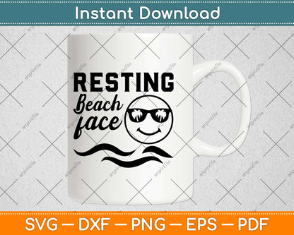 Resting Beach Face Svg Design Cricut Printable Cutting Files