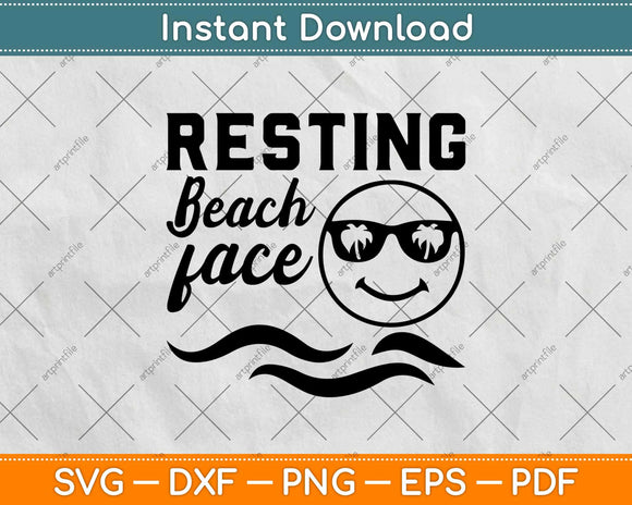 Resting Beach Face Svg Design Cricut Printable Cutting Files