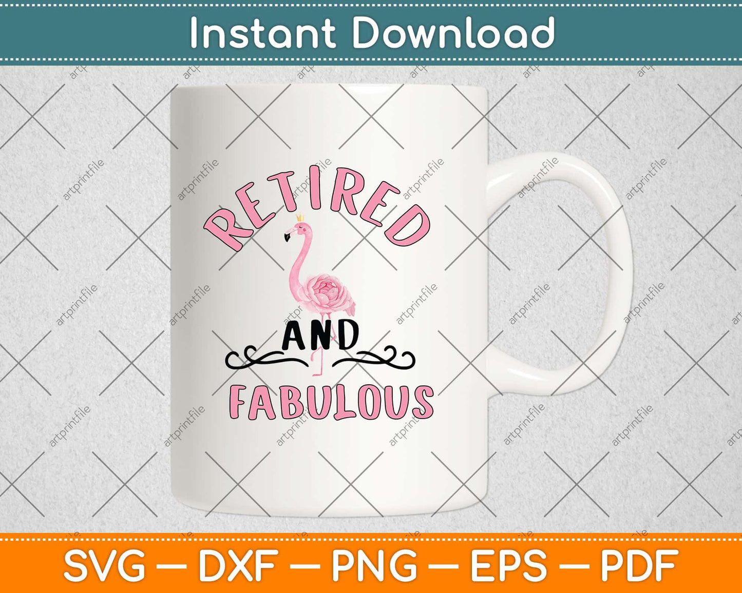 Retired and Fabulous Flamingo Lover Gift for Retiree Retirement Svg Png Dxf Cutting File