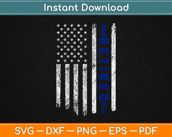 Retired Police Officer Gifts Thin Blue Line Flag Retirement Svg Png Cutting File
