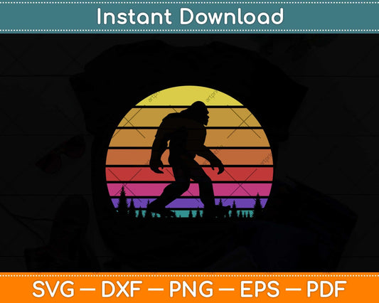 Retro Bigfoot Silhouette Sun Believe! Original 80's Svg Png Dxf Digital Cutting File