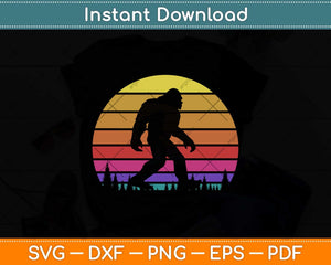 Retro Bigfoot Silhouette Sun Believe! Original 80's Svg Png Dxf Digital Cutting File