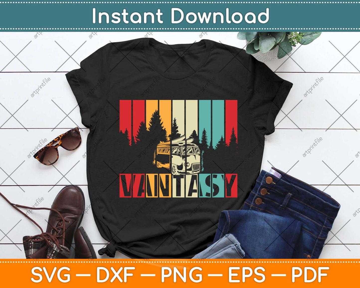 Retro Camper Van Life - Vintage Vanlife Svg Png Dxf Digital Cutting File