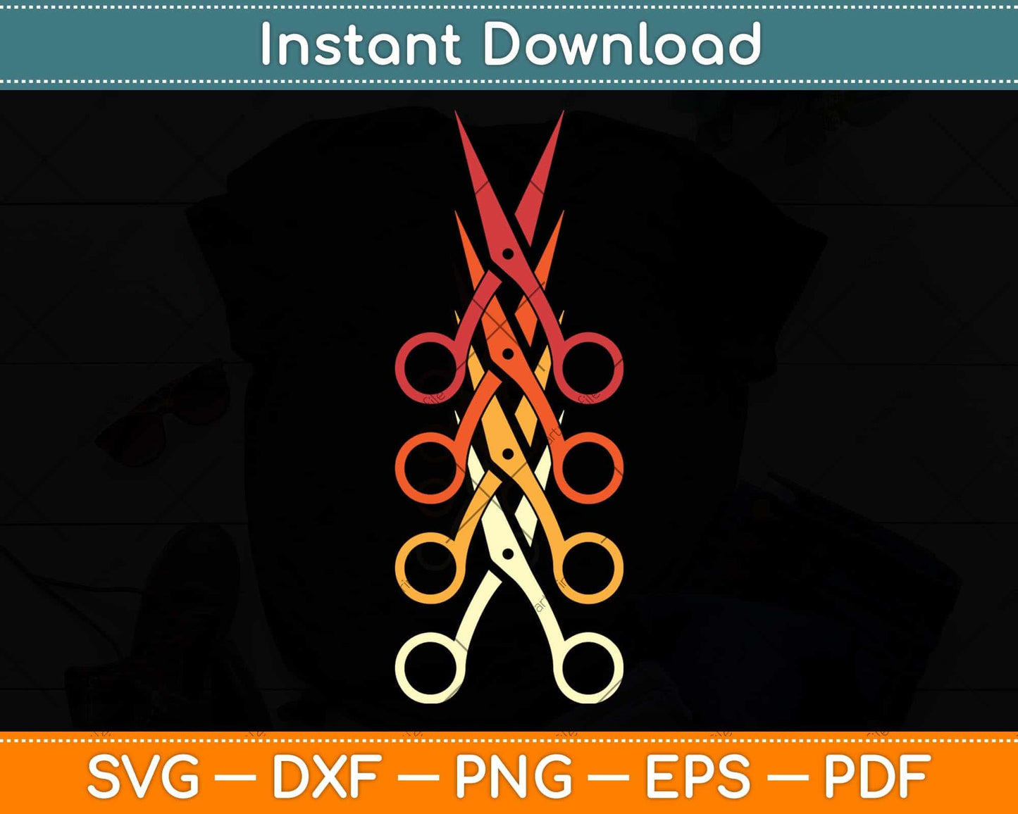 Retro Scissors Hair Stylist Svg Png Dxf Digital Cutting File