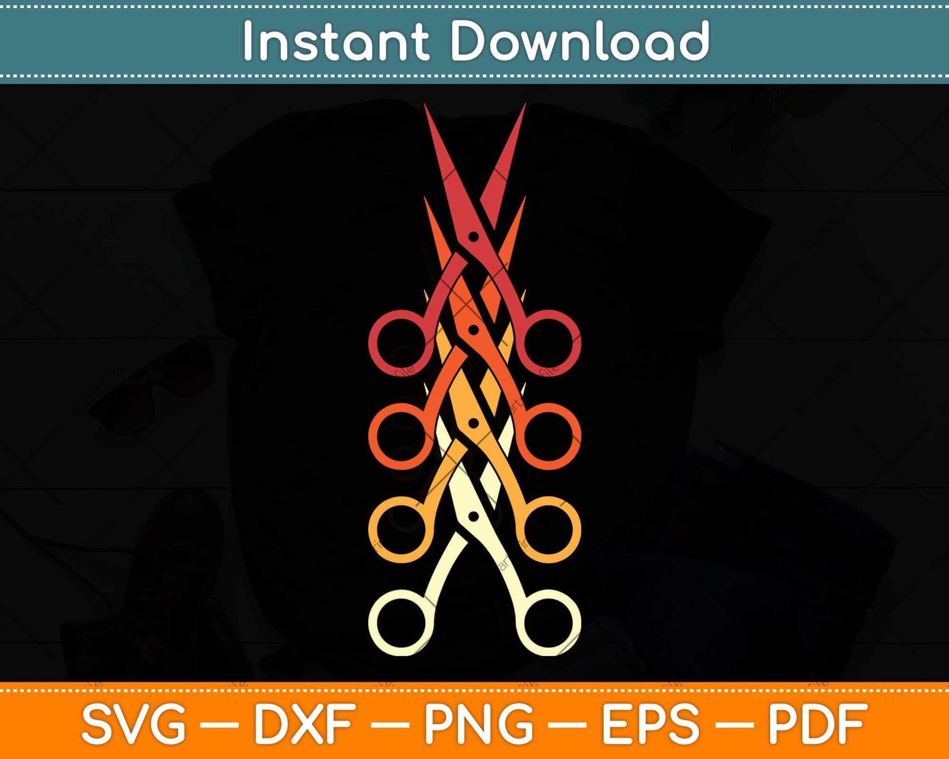 Retro Scissors Hair Stylist Svg Png Dxf Digital Cutting File