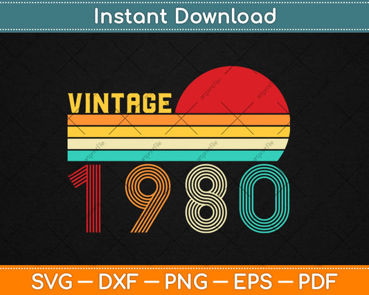 Retro Vintage 1980 39th Birthday Svg Design Cricut Printable Cutting Files