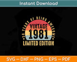 Retro Vintage 1991 30 Year Old 30th Birthday Svg Png Dxf Digital Cutting File