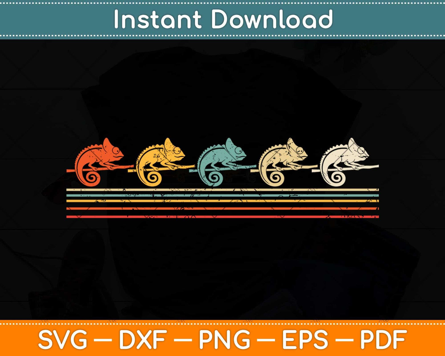 Retro Vintage Chameleon Lover Animal Svg Png Dxf Digital Cutting File