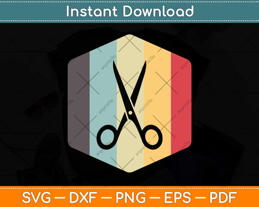Retro Vintage Scissors Hair Stylist Svg Png Dxf Digital Cutting File