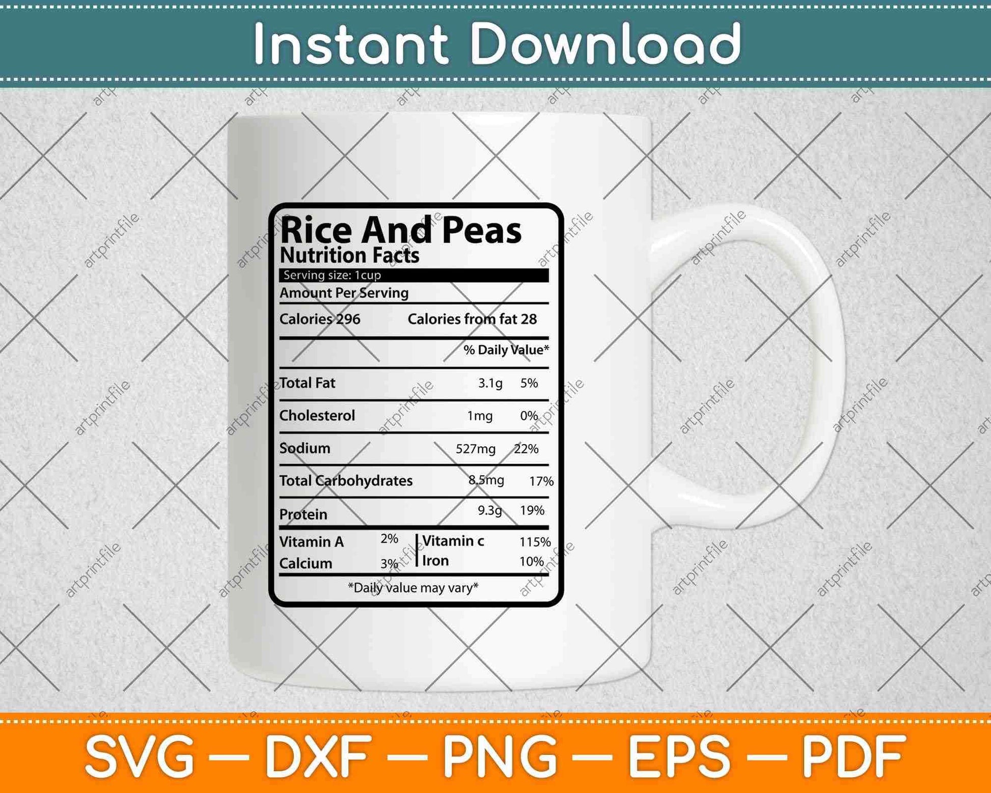 Rice And Peas Nutrition Facts Thanksgiving Svg Png Dxf Digital Cutting File