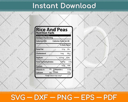 Rice And Peas Nutrition Facts Thanksgiving Svg Png Dxf Digital Cutting File