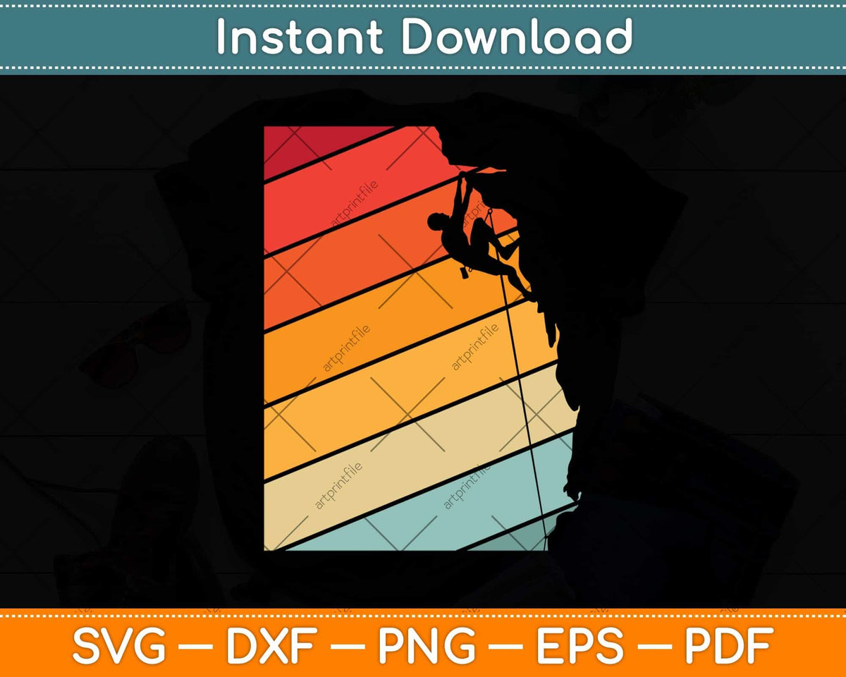 Rock Climbing Retro Style Bouldering Svg Png Dxf Digital Cutting File