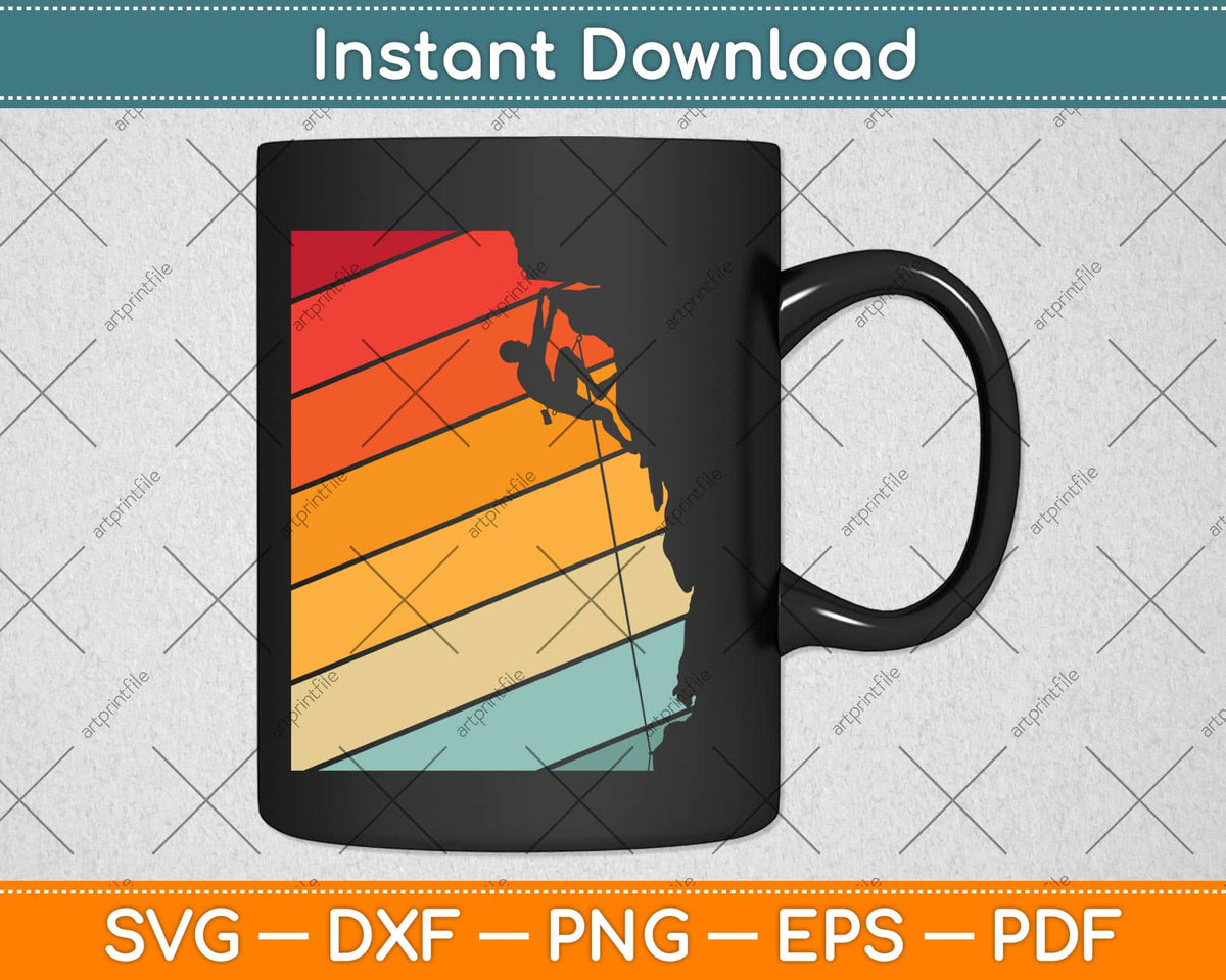 Rock Climbing Retro Style Bouldering Svg Png Dxf Digital Cutting File