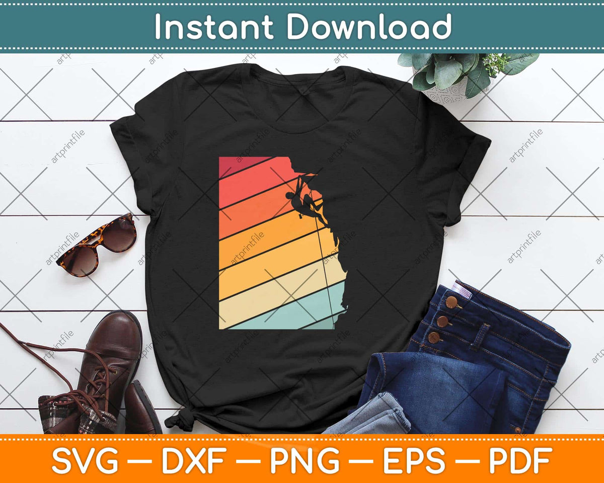 Rock Climbing Retro Style Bouldering Svg Png Dxf Digital Cutting File