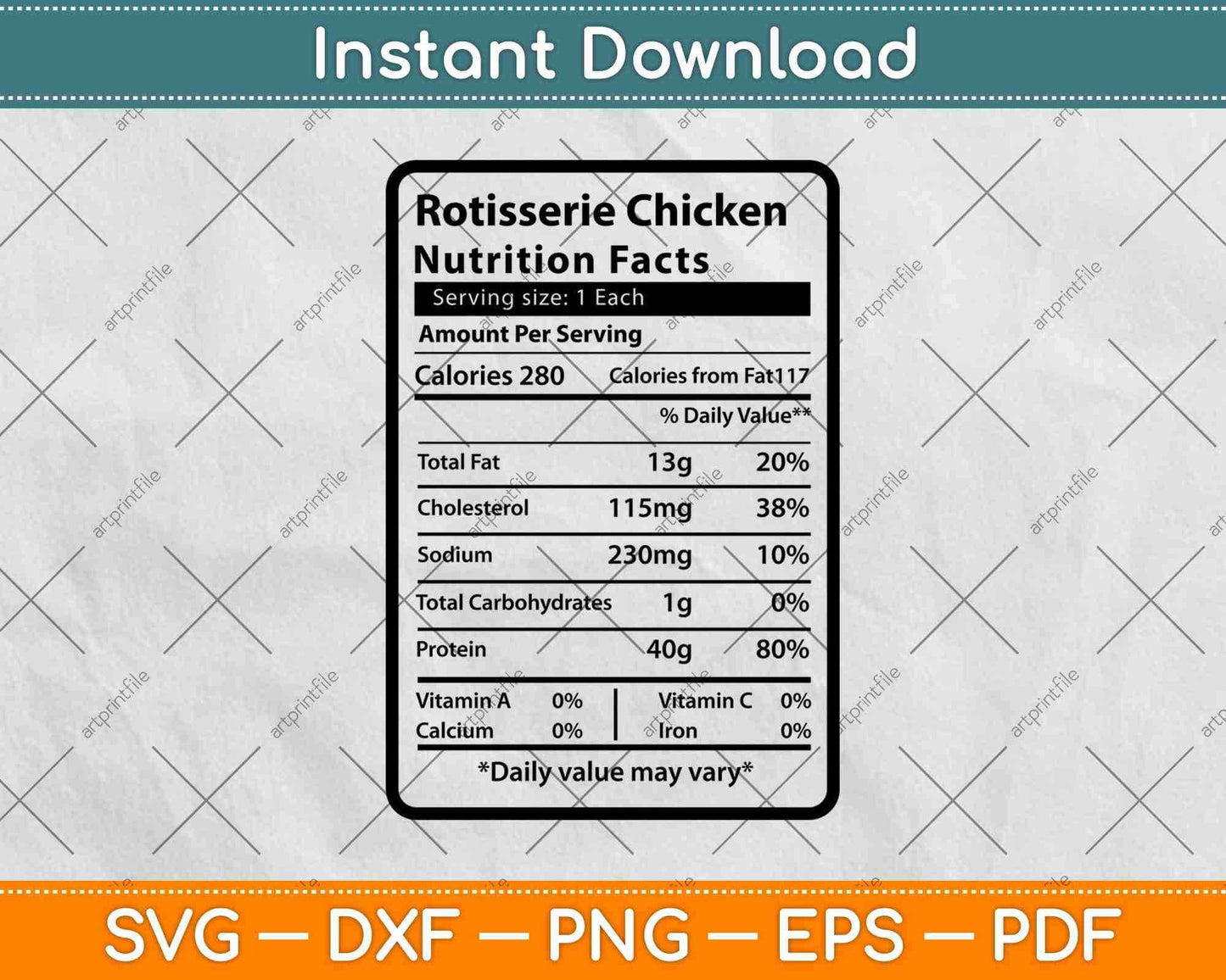 Rotisserie Chicken Nutrition Facts Svg Png Dxf Digital Cutting File