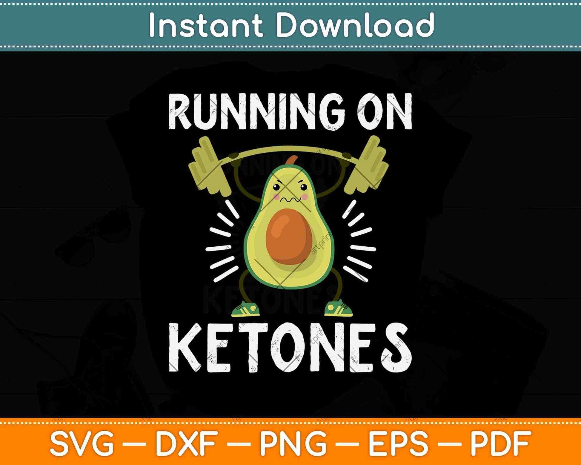Running On Ketones Keto Diet Avocado Cardio Svg Design