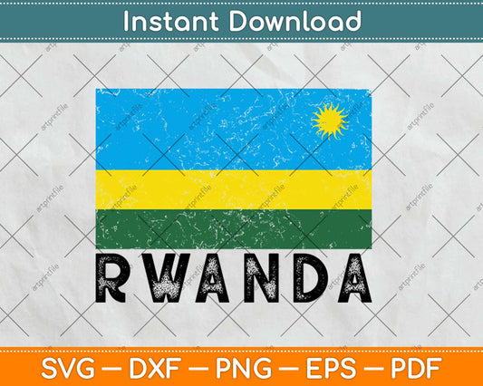 Rwandan Flag Vintage Made In Rwanda Svg Design Cricut Printable Cutting Files