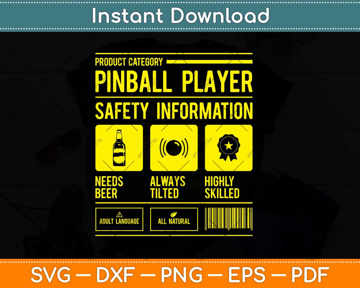 Safety Funny Pinball Machine Collection Pinball Svg Png Dxf Digital Cutting File