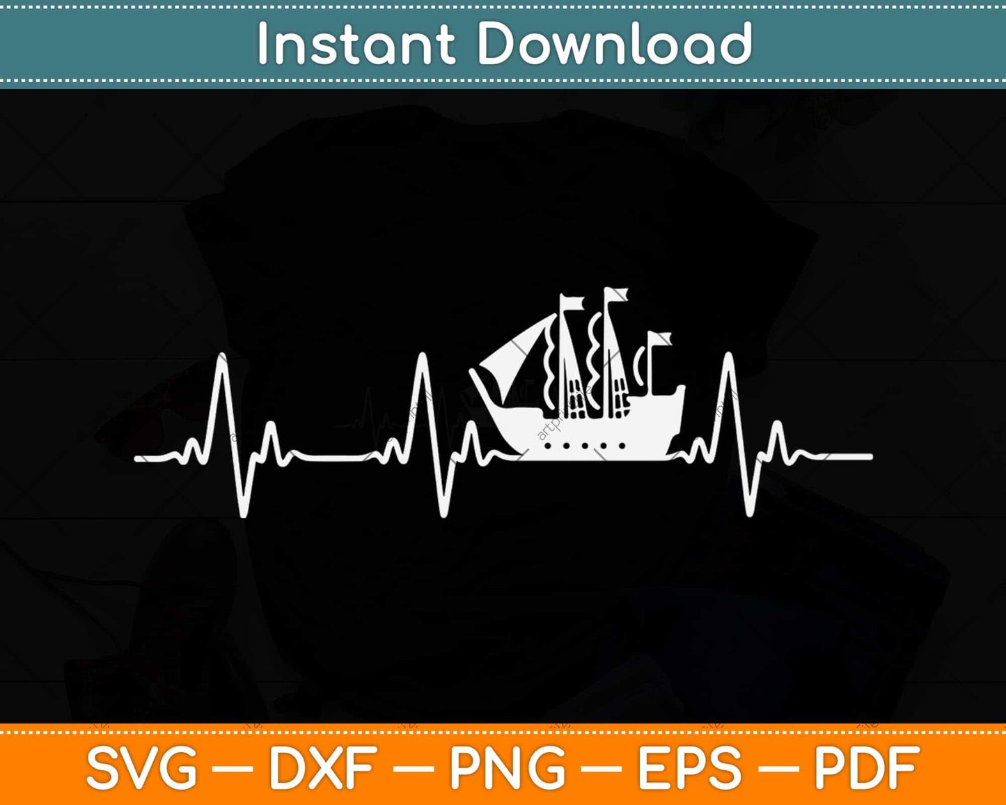 Sailing Heartbeat Svg Png Dxf Digital Cutting File