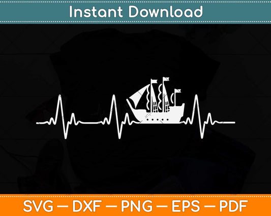 Sailing Heartbeat Svg Png Dxf Digital Cutting File