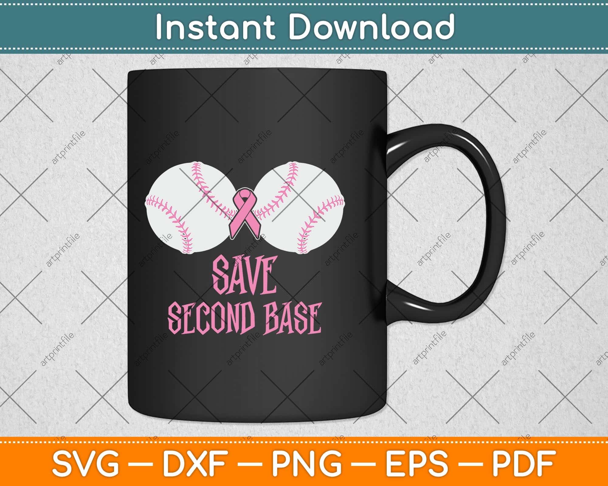 Save Second Base svg, Baseball Breast Cancer Awareness SVG - FunLurn
