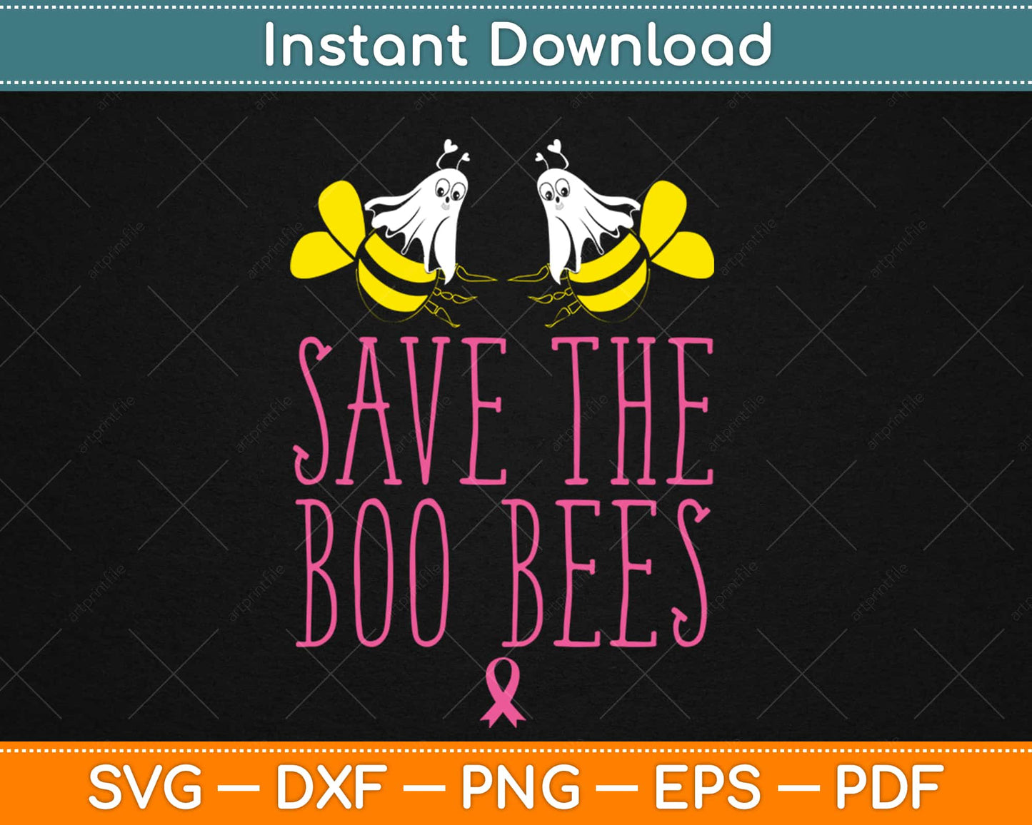 Save The Boo Bees Funny Breast Cancer Awareness Halloween Svg Design Cut File