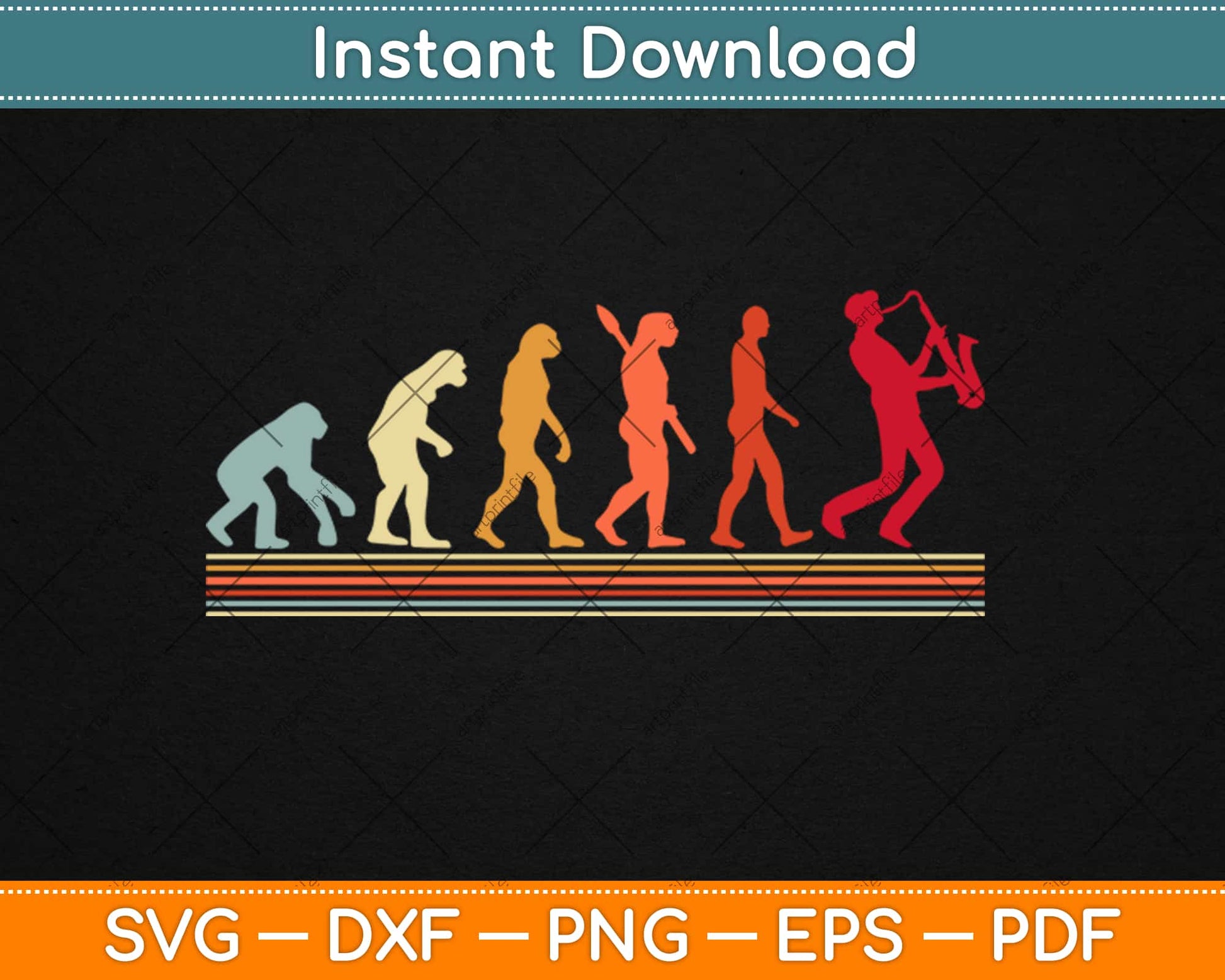 Saxophone Evolution Funny Musician Saxophonist Gift Svg Design Cricut Cutting Files