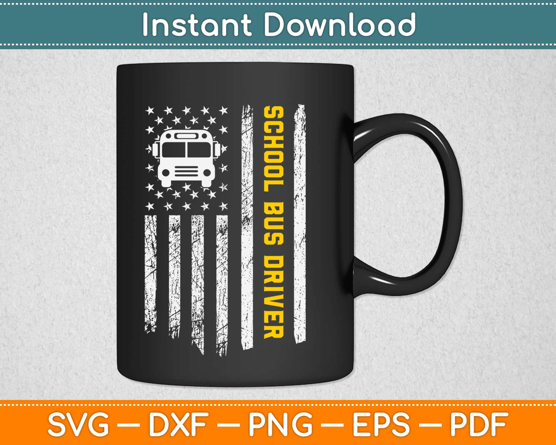 School Bus Driver American Flag Svg Design Cricut Printable Cutting Files