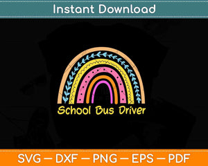 School Bus Driver Rainbow Svg Design Cricut Printable 