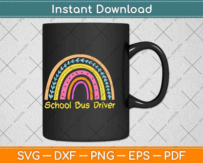 School Bus Driver Rainbow Svg Design Cricut Printable Cutting Files