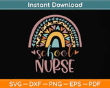 School Nurse Boho Rainbow Leopard Nurse Svg Png Dxf Digital Cutting File