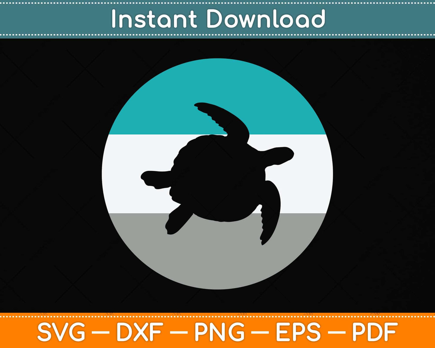 Sea Turtle Vintage Retro Svg Png Dxf Digital Cutting File