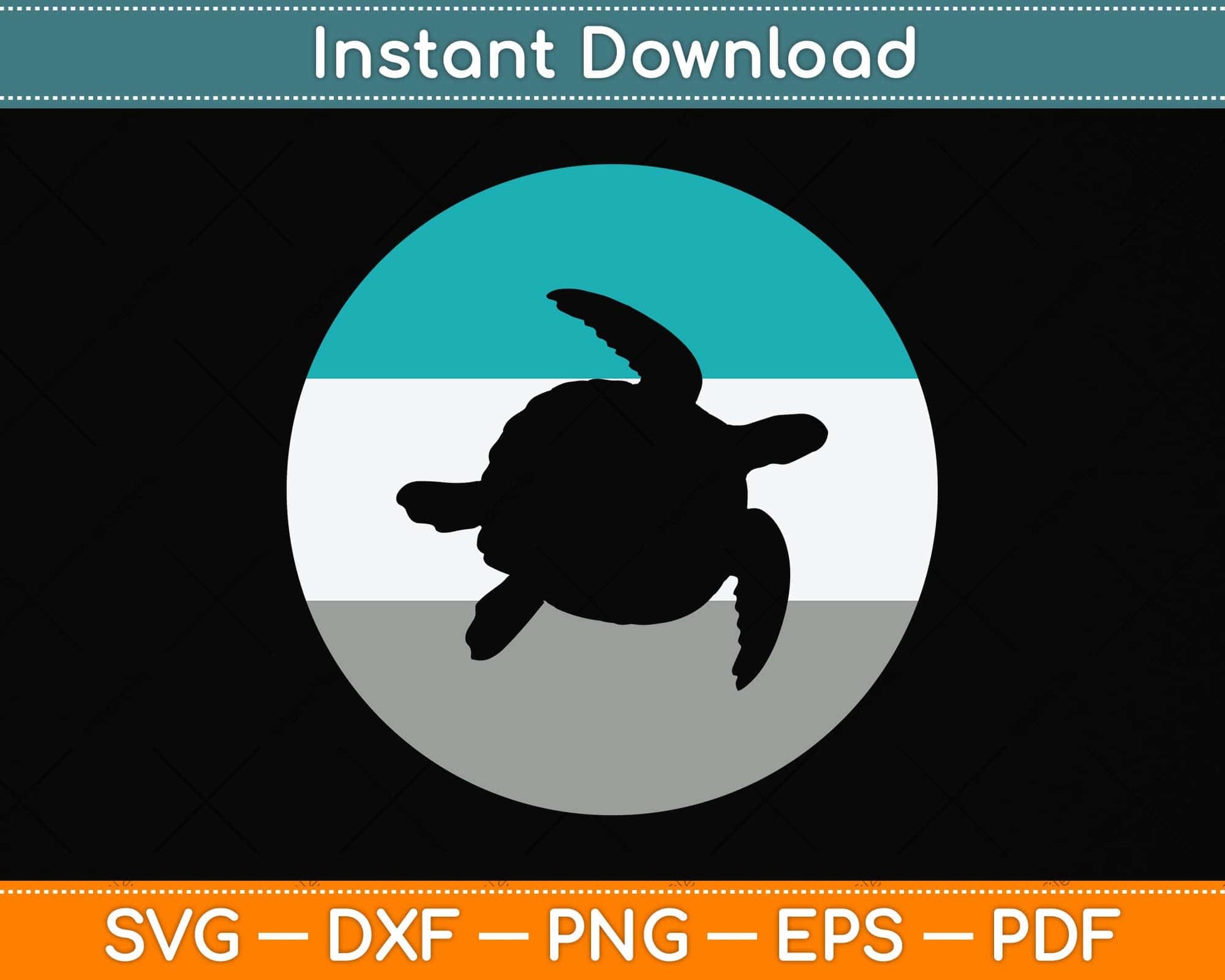 Sea Turtle Vintage Retro Svg Png Dxf Digital Cutting File
