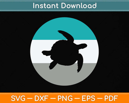Sea Turtle Vintage Retro Svg Png Dxf Digital Cutting File