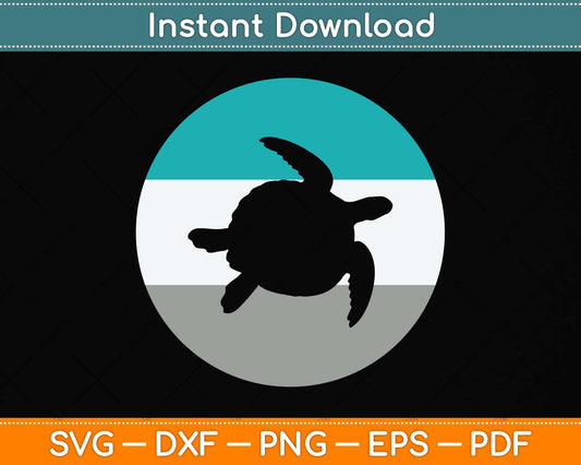 Sea Turtle Vintage Retro Svg Png Dxf Digital Cutting File