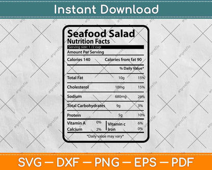 Seafood Salad Nutrition Facts Thanksgiving Svg Png Dxf Digital Cutting File