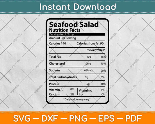 Seafood Salad Nutrition Facts Thanksgiving Svg Png Dxf Digital Cutting File