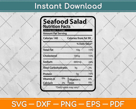 Seafood Salad Nutrition Facts Thanksgiving Svg Png Dxf 