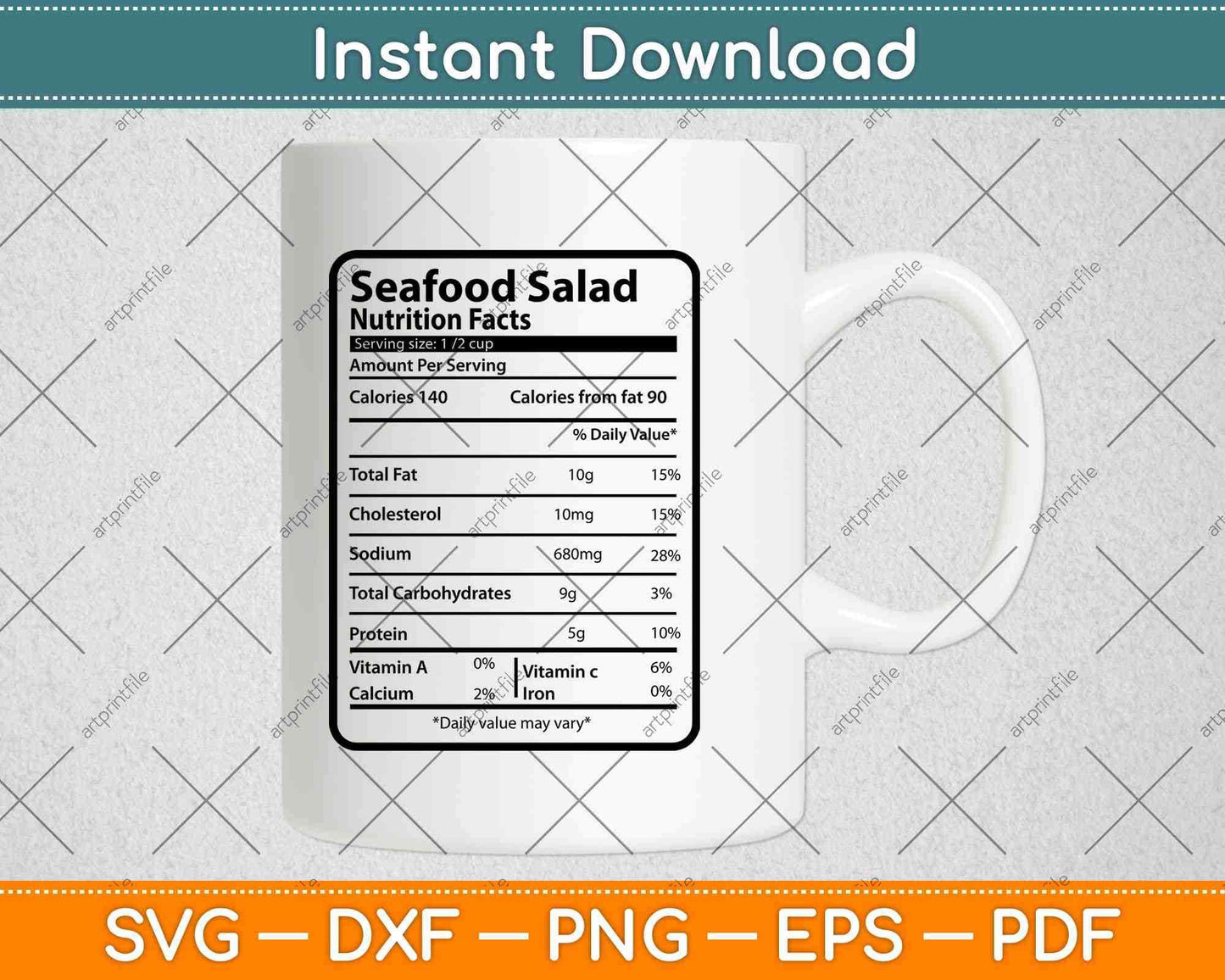 Seafood Salad Nutrition Facts Thanksgiving Svg Png Dxf Digital Cutting File