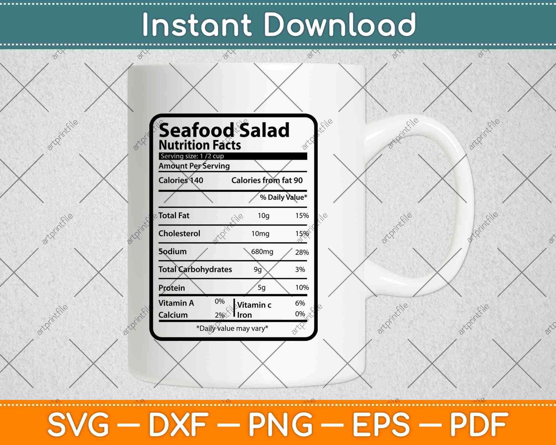 Seafood Salad Nutrition Facts Thanksgiving Svg Png Dxf Digital Cutting File