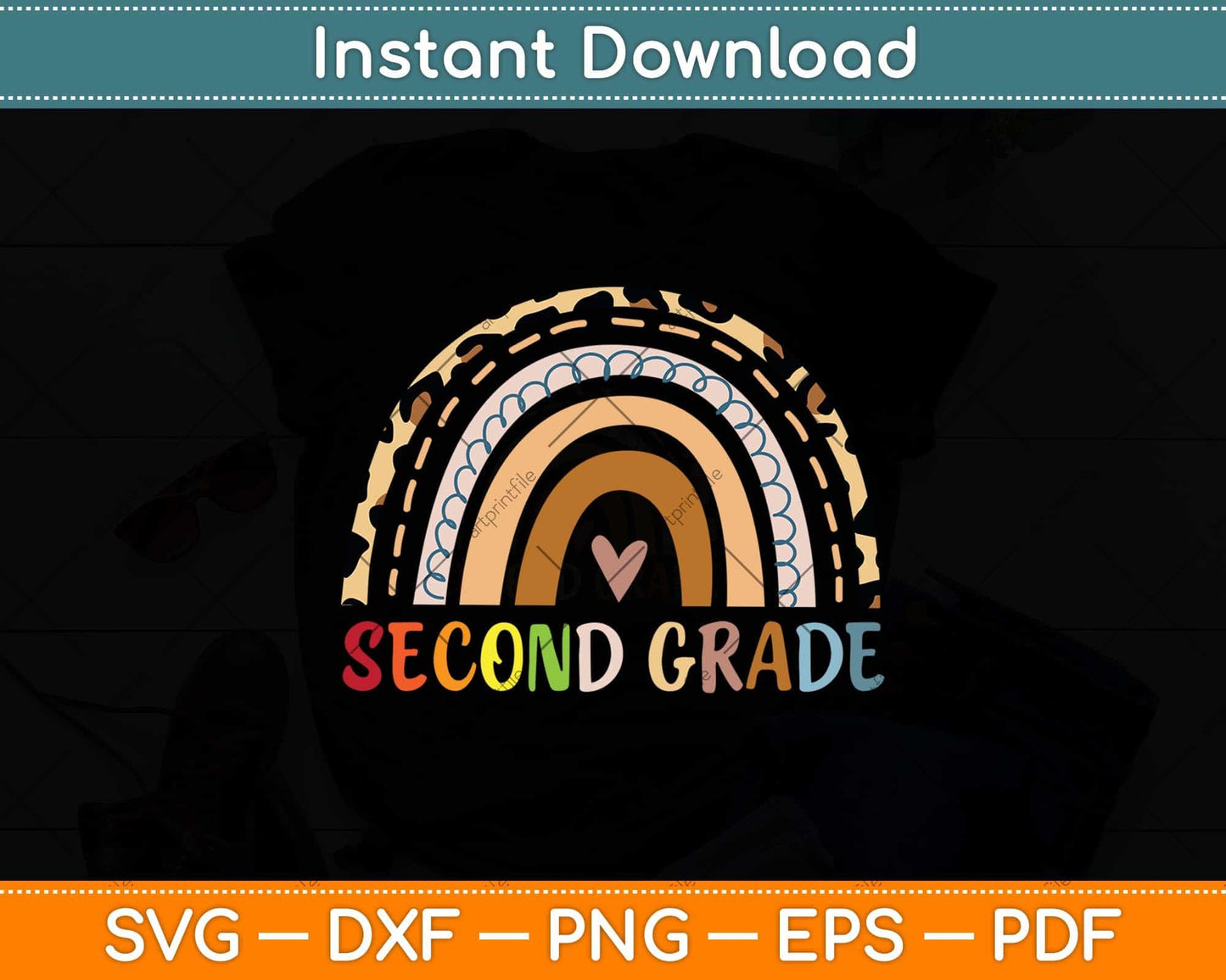 Second Grade Rainbow Leopard Girls Teacher Team 2nd Grade Svg Png Dxf File