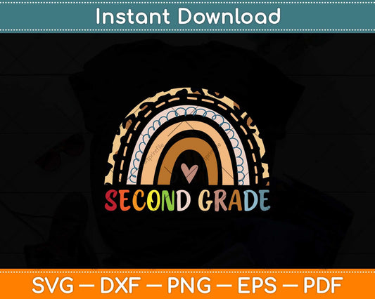 Second Grade Rainbow Leopard Girls Teacher Team 2nd Grade Svg Png Dxf File