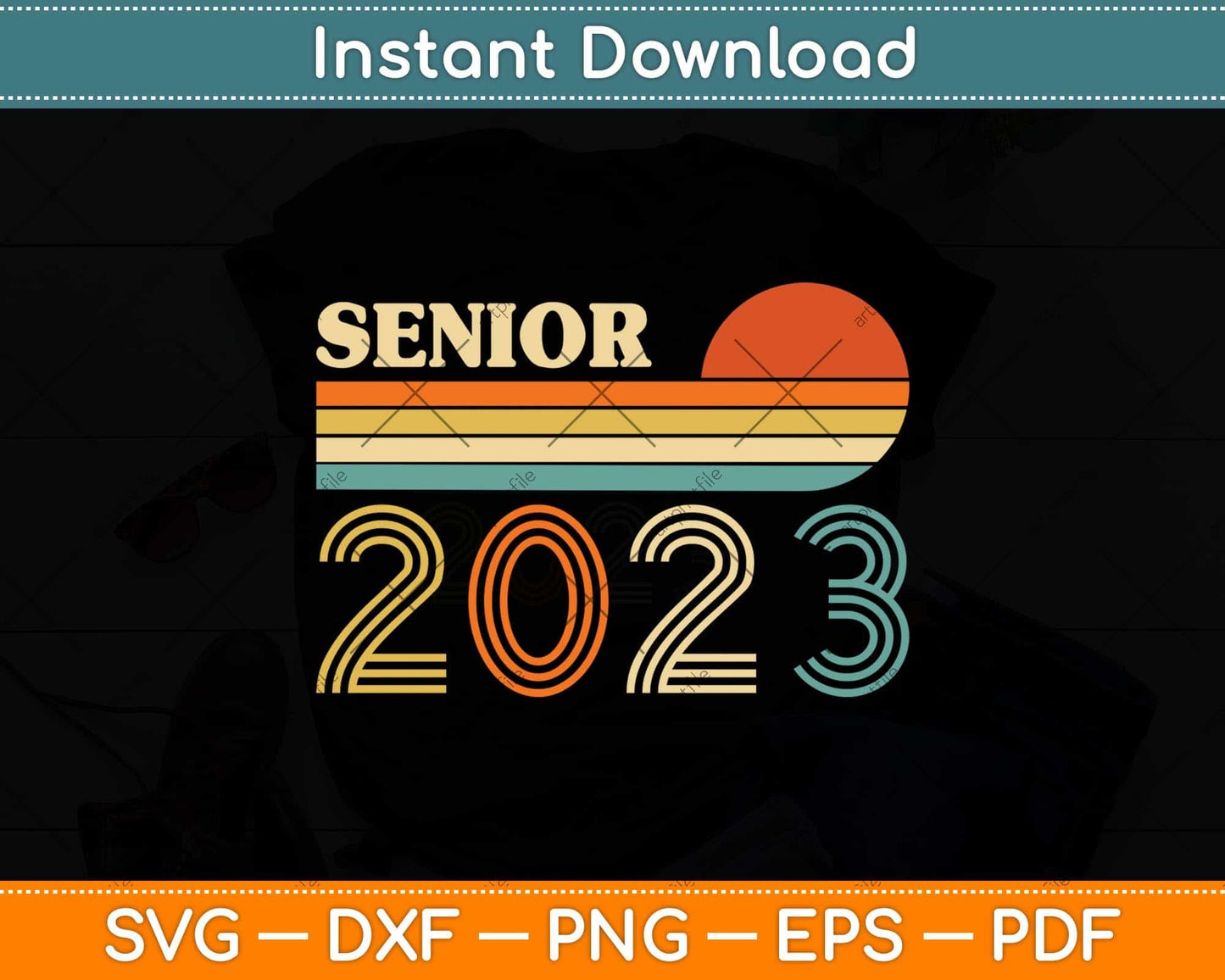 Senior 2023 Retro Class of 2023 Seniors Graduation Svg Png Dxf Digital Cutting File