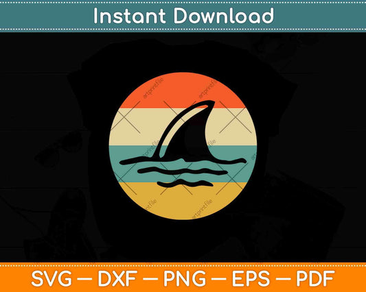 Shark Fin Vintage Retro Style Shark Svg Png Dxf Digital Cutting File