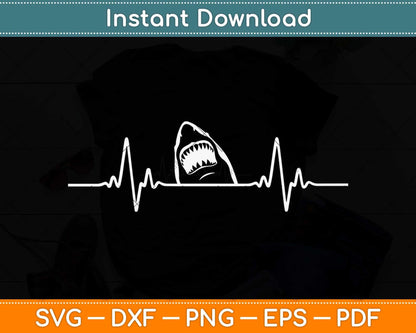 Shark Heartbeat Shark Lovers Svg Png Dxf Digital Cutting File